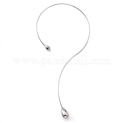 Colliers ouverts en acier inoxydable 304 avec pendentif en forme de larme pour femmes&nbsp;NJEW-R003-02P-02