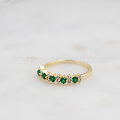 925 bague en argent sterling avec micro pavé de zircones cubiques vertes&nbsp;FS-WG746A1-04