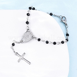 Braccialetti rosario perline di vetro&nbsp;BJEW-A032-04P-01