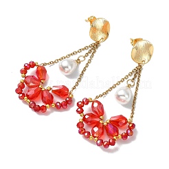 Boucles d'oreilles pendantes en verre électroplaqué pour femmes&nbsp;EJEW-MZ00796-02