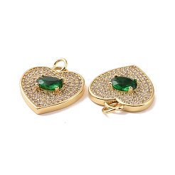Pendentifs de cœur en laiton avec zircone cubique de micro pave&nbsp;KK-G435-01G