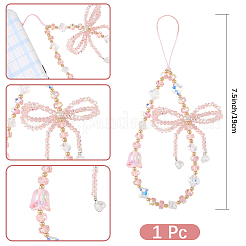 1 pz. cinturino per cellulare con perline di quarzo sintetico con fiocco&nbsp;AJEW-BM0001-48A