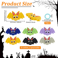 12 Stück 6 Farben Fledermaus Halloween Thema Silikon Fokalperlen mit 50 Stück Kunststoff Strickstichmarkerringe&nbsp;SIL-BC0001-11