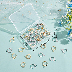 Boucles d'oreilles créoles en laiton avec anneaux ouverts en laiton et anneaux ouverts en acier inoxydable 304&nbsp;FIND-CN0001-74