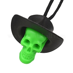 Halloween-Halsketten mit Totenkopf-Anhänger aus Kunststoff&nbsp;NJEW-S006-01D