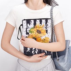 Polyester-Aufbewahrungstaschen mit Reißverschluss und Sonnenblumenmuster&nbsp;ABAG-WH0046-31