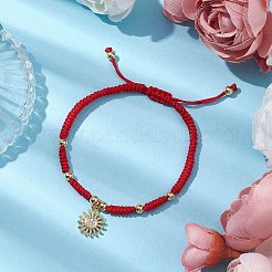 Goldene Sonnen-Armbänder aus Messing mit Mikropflaster und klaren Zirkonia&nbsp;BJEW-JB10599