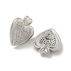 Boucles d'oreilles en forme de cœur en laiton pavé de zircone cubique transparente pour femmes&nbsp;EJEW-N054-39P