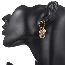 Collana con ciondolo in conchiglia di abalone e orecchini a cerchio con perla di conchiglia e perle naturali d'acqua dolce&nbsp;SJEW-JS01379-02