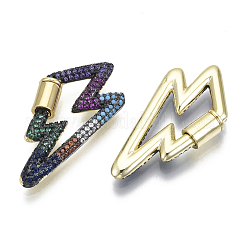 Messing Micro Pave Zirkonia Schraube Karabiner Schloss Charms&nbsp;ZIRC-N039-014B-NF