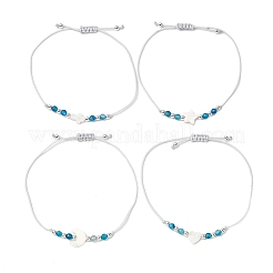 Braccialetti di perline intrecciate con conchiglie d'acqua dolce naturali e perline di agata a strisce tinte&nbsp;BJEW-JB12280