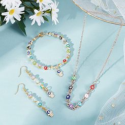 48 Stück 8 Farben Böse Augen Legierung Emaille European Beads&nbsp;ENAM-NB0001-50