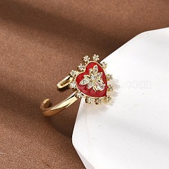 Offene Manschettenringe aus Messing mit Mikropavé und Zirkonia für Damen&nbsp;RJEW-B160-09G