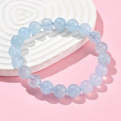 Stretch-Armbänder aus natürlichem Aquamarin mit runden Perlen für Männer und Frauen&nbsp;BJEW-U034-01A-04