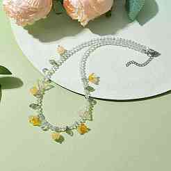 Halsketten aus Glas mit Topas-Jade-Perlen&nbsp;NJEW-JN04680-03