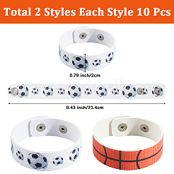20 Stück 2 Stile Lederarmband mit breiter Kordel und Druckknopf für Männer und Frauen&nbsp;GUQI-CL0001-02A
