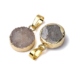 Flachrund gefärbt natürlichen druzy Achatanhänger&nbsp;G-F229-18A