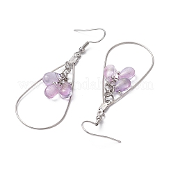 Boucles d'oreilles pendantes en verre transparent en acier inoxydable 304 en forme de larme&nbsp;EJEW-JE06404-02