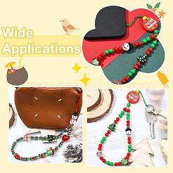 Weihnachts-Handy-Lanyard aus Bunte Malerei und Glas&nbsp;HJEW-SZ00098