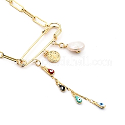 Collares pendientes de esmalte de latón mal de ojo&nbsp;NJEW-JN03053-01