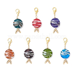 Pendentif décoratif rond et plat en verre fait main&nbsp;HJEW-JM03812
