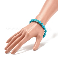 Set di braccialetti elasticizzati con teschio sintetico turchese (tinto) da 2 pz&nbsp;BJEW-JB08068