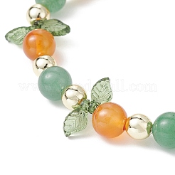 Braccialetto elasticizzato con perline di corniola naturale e avventurina verde&nbsp;BJEW-JB09759-01