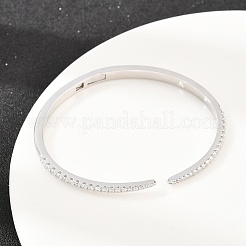 Brazaletes con bisagras de circonita cúbica transparente con micropavé de latón&nbsp;BJEW-F528-01P