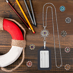 Kit para hacer collar con colgante intercambiable de media caña con flores&nbsp;DIY-DR0001-04