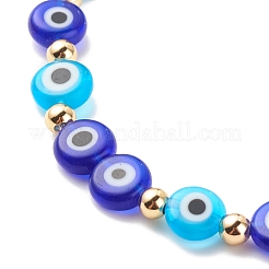 Malocchio di lampwork e braccialetto elasticizzato in ottone per le donne&nbsp;BJEW-JB08386-02