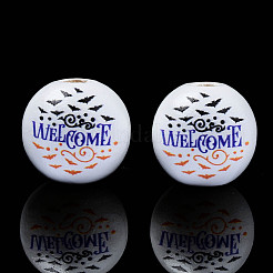 Halloween bedruckte Naturholzperlen&nbsp;WOOD-S057-091