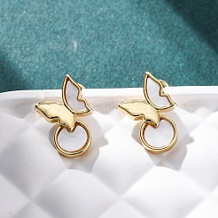 Pendientes de botón de latón con forma de mariposa&nbsp;KK-D363-22G