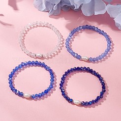 4 pulsera elástica de perlas de agua dulce cultivadas naturales y de vidrio para mujer&nbsp;BJEW-JB13520