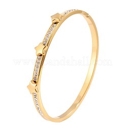 Brazaletes con bisagras de acero inoxidable 304 y cristales de imitación para mujer&nbsp;WG2CEEC-01