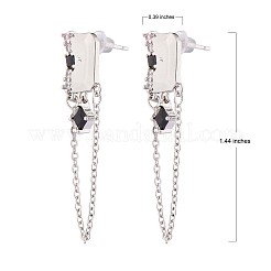 Losange en strass avec boucles d'oreilles pendantes à pompon en chaîne&nbsp;JE1032A