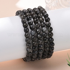 Braccialetti elasticizzati con perline di larvikite naturale&nbsp;X-BJEW-K212-A-046