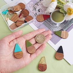 14 pièces 7 styles résine opaque et pendentifs en résine feuille transparente&nbsp;RESI-SZ0001-81