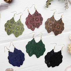6 paire de boucles d'oreilles pendantes en bois&nbsp;FS-WGC7AEC-01