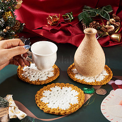 3 handgewebter Untersetzer aus Polyester-Makramee mit Schneeflockenmotiv&nbsp;DIY-TA0013-98C