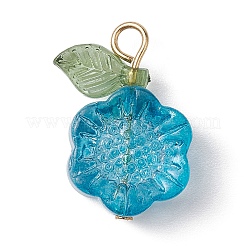 Fleur en verre transparent avec pendentif feuille acrylique&nbsp;PALLOY-JF02258