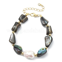 Armbänder aus natürlichen Abalone-Muscheln und Süßwasserzuchtperlen&nbsp;BJEW-JB13605