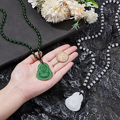 Collana con ciondolo in resina finta con pietra preziosa in 2 colori&nbsp;NJEW-UN0001-58A