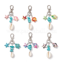 Decorazioni pendenti a forma di tartaruga e stella marina in turchese sintetico&nbsp;HJEW-JM03647