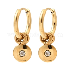 Pendientes de aro de acero inoxidable 304 con circonita cúbica transparente para mujer&nbsp;EJEW-K328-02G