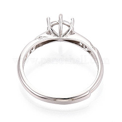 Rhodinierte 925 Sterling Silber Micro Pave Zirkonia Verlobungs-Solitärring-Fassungen&nbsp;STER-N016-72P