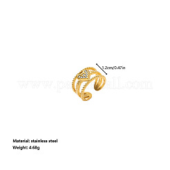Offene Manschettenringe aus 304er Edelstahl mit Zirkonia für Damen&nbsp;WG55D17-01