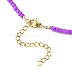 Collana con perline di semi di vetro e pietre preziose miste naturali e sintetiche con chiusura in acciaio inossidabile 304 per donna&nbsp;NJEW-JN04420