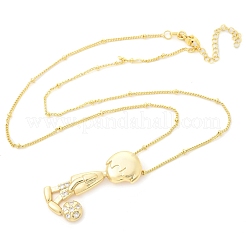 Colliers à pendentif en zircone cubique transparent micro pavé en laiton&nbsp;NJEW-M084-01G-01