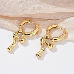 Orecchini a cerchio pendenti in ottone placcato a cremagliera da donna&nbsp;X-EJEW-Z019-19G