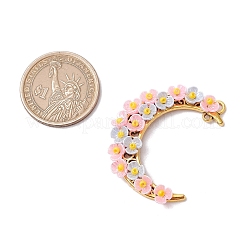 Glasperlen & Harz & Legierung Blumen Halbmond Verbindungsstück Charms&nbsp;PALLOY-MZ00603-01